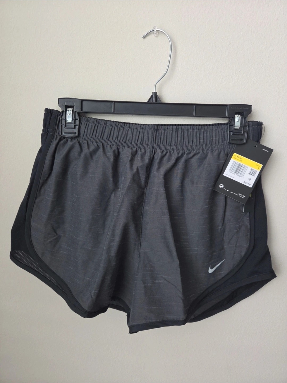 Nike Women's Dark Gray and Black Athletic Running Shorts